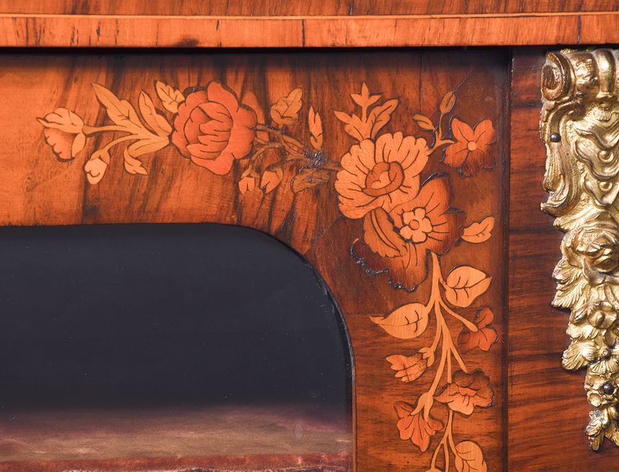 Antique Quality Marquetry Inlaid Walnut Pier Cabinet in Pristine Condition