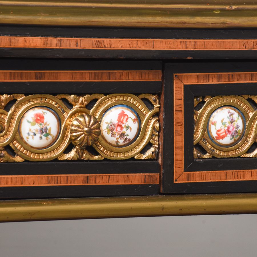 Antique Impressive Amboyna and Porcelain Mounted Cabinet