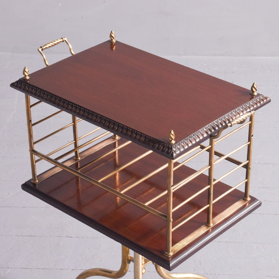 Antique Mahogany & Brass Revolving Bookstand 