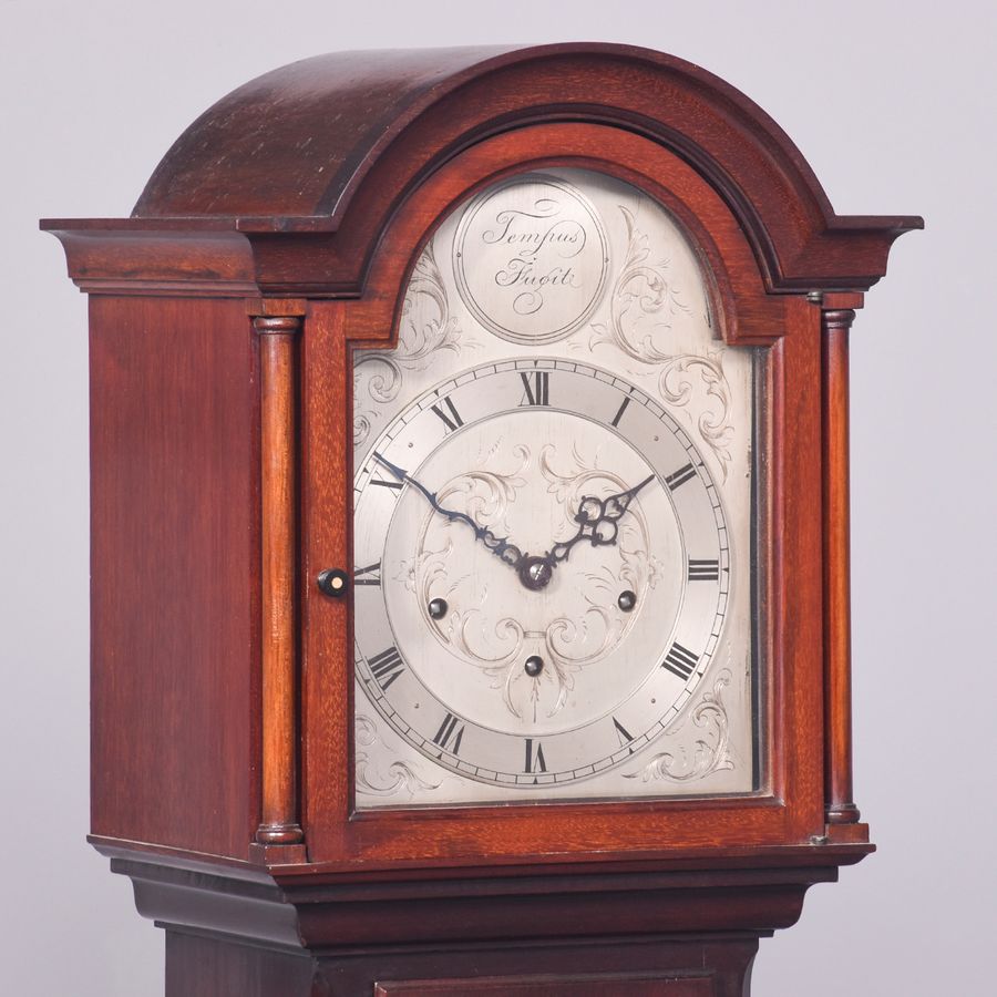Antique Chiming Mahogany Grandmother Clock