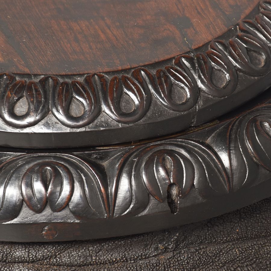 Antique Carved Circular Footstool 