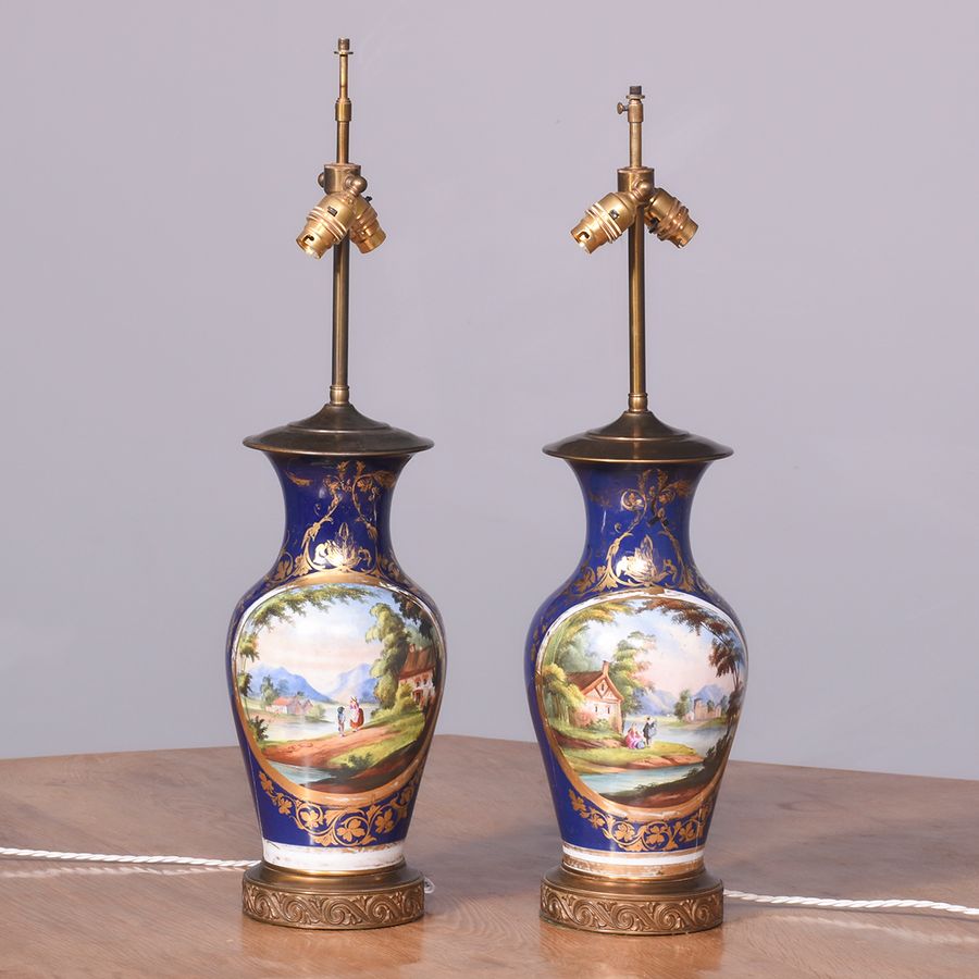 Pair of Porcelain Vases Recently Converted to Lamps