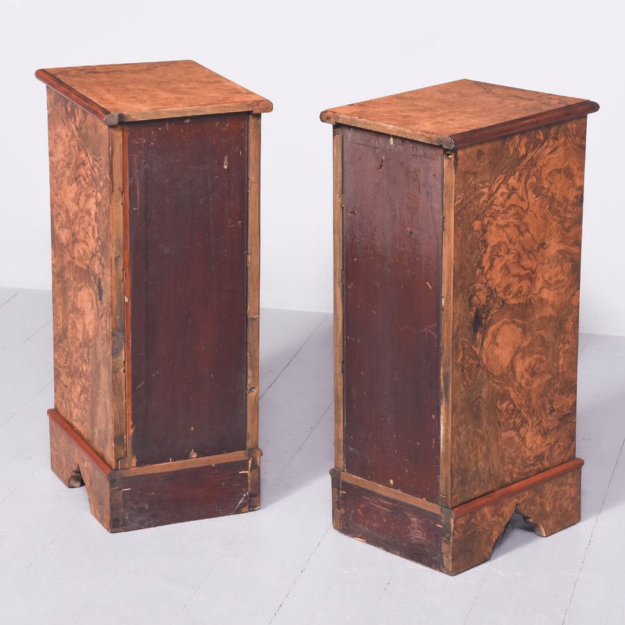 Antique Pair of Victorian Burr & Figured Walnut Neat-Sized Chests of Drawers/Bedside Lockers