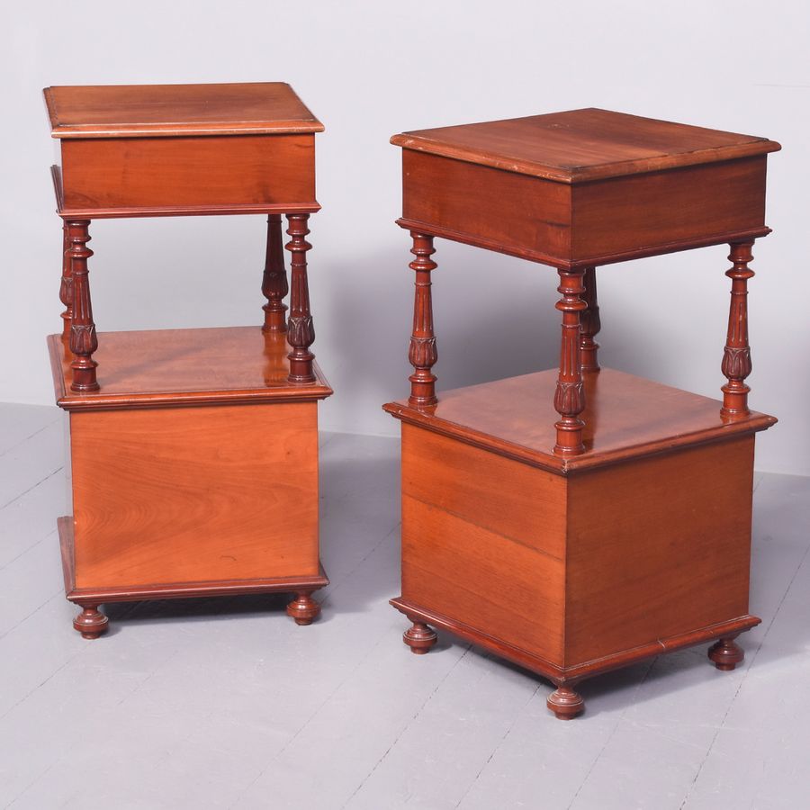 Antique Tall Pair of Victorian Mahogany Cabinets/Lampstands