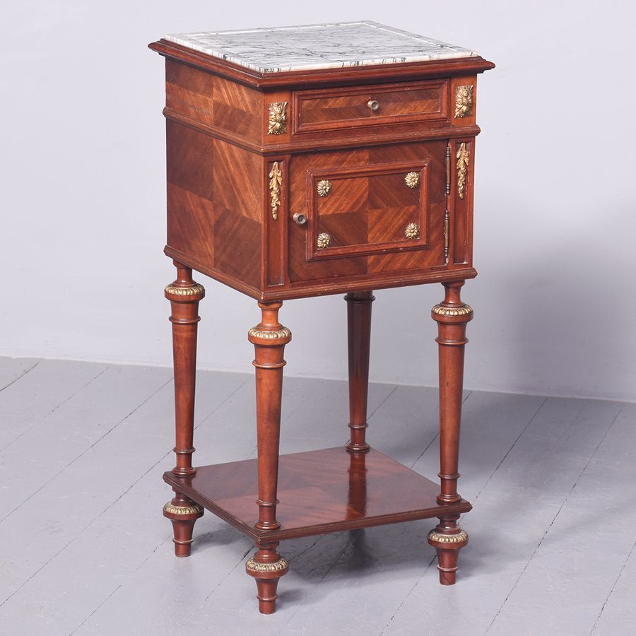 Victorian French Freestanding Marble Top Bedside Locker