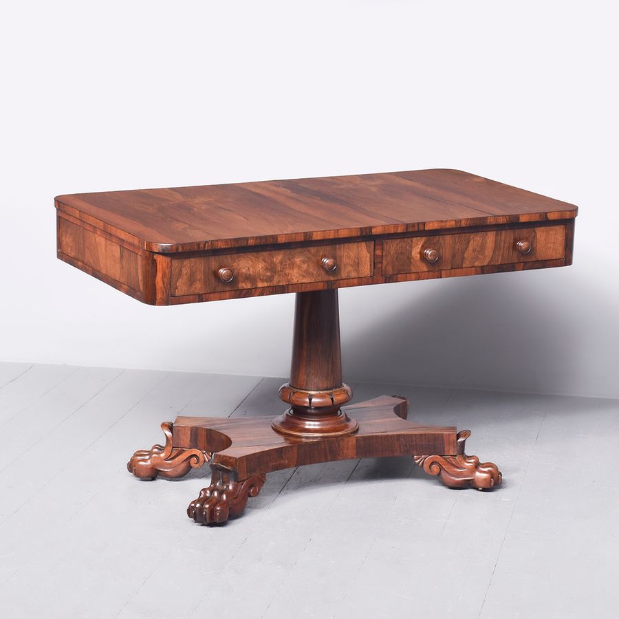 George IV Rosewood Pedestal Library Table