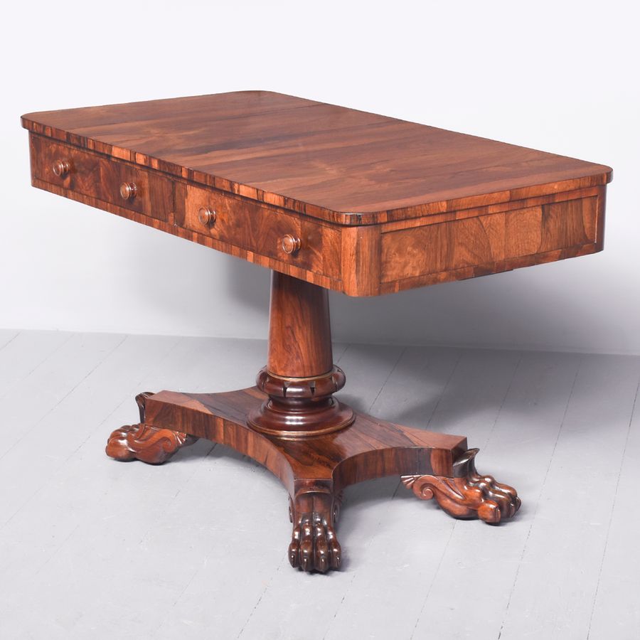 Antique George IV Rosewood Pedestal Library Table