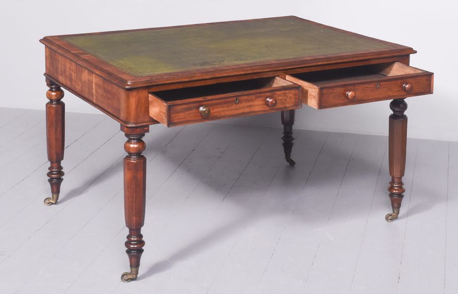 Antique Fine Quality William IV Mahogany Partners Library or Writing Table