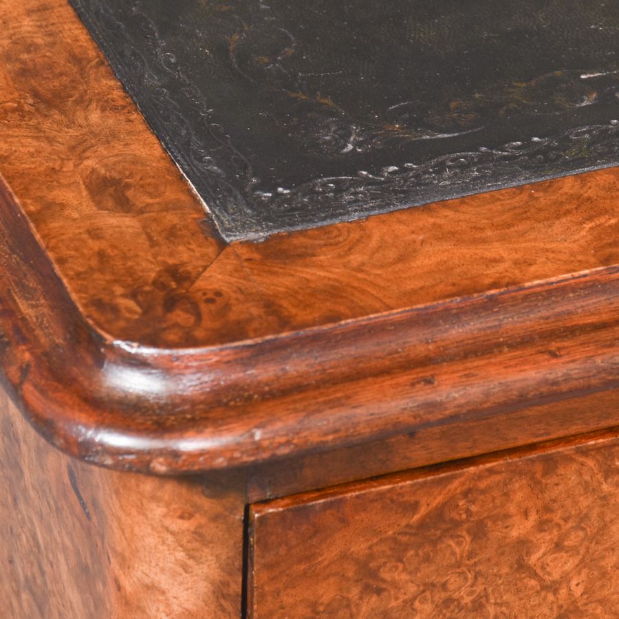 Antique Mid Victorian Burr Walnut Freestanding Partners Desk 