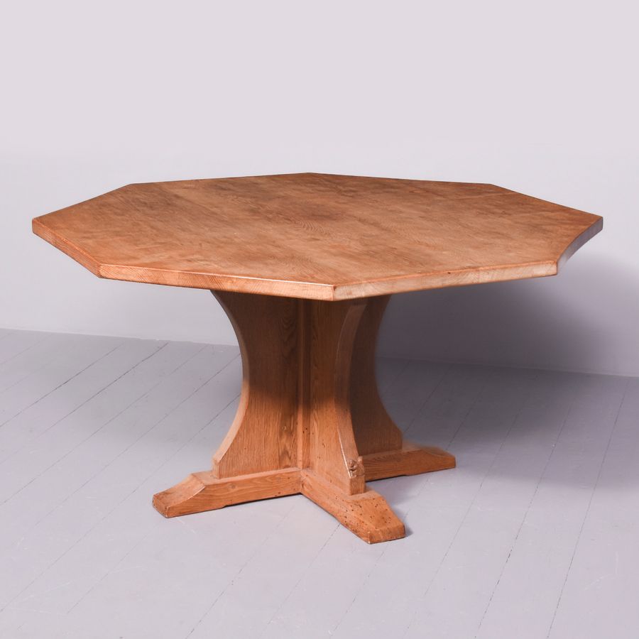 Rare Outsized Octagonal Dining Table by Squirrelman Hutchinson (one of the “Yorkshire critters”)