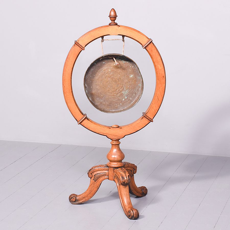 Antique Circular Victorian Oak Dinner Gong