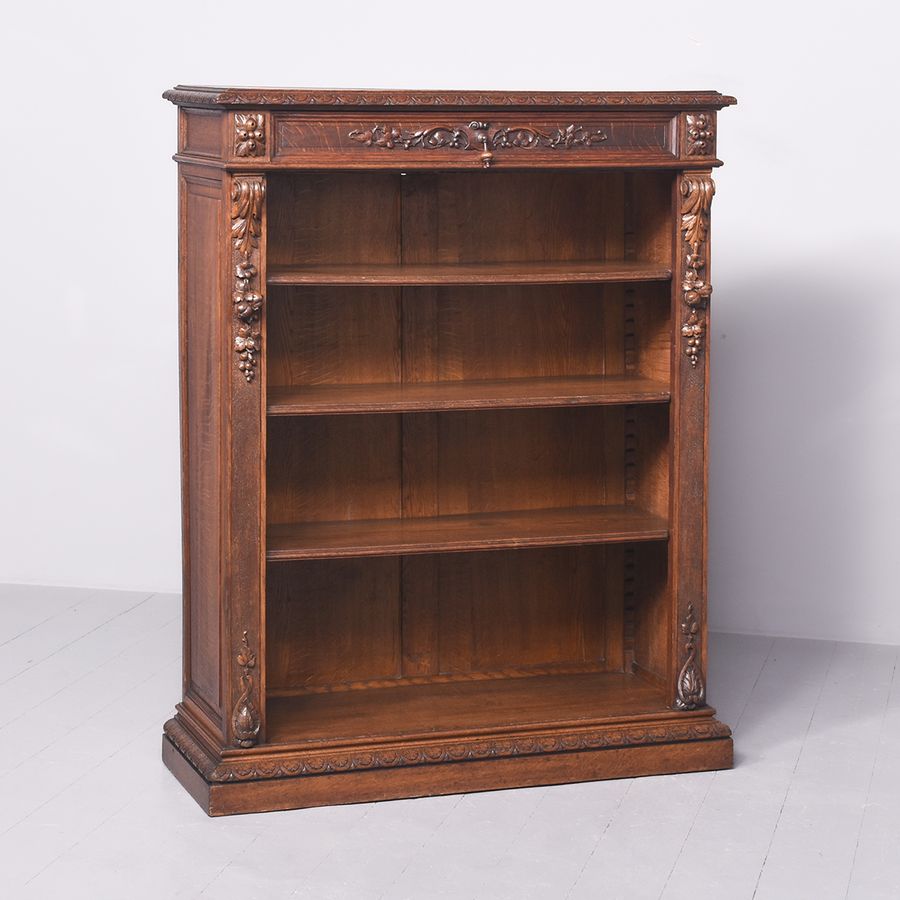 Antique Carved French Open Bookcase