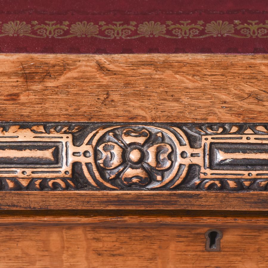 Antique Carved Oak Desk by Druce & Co London