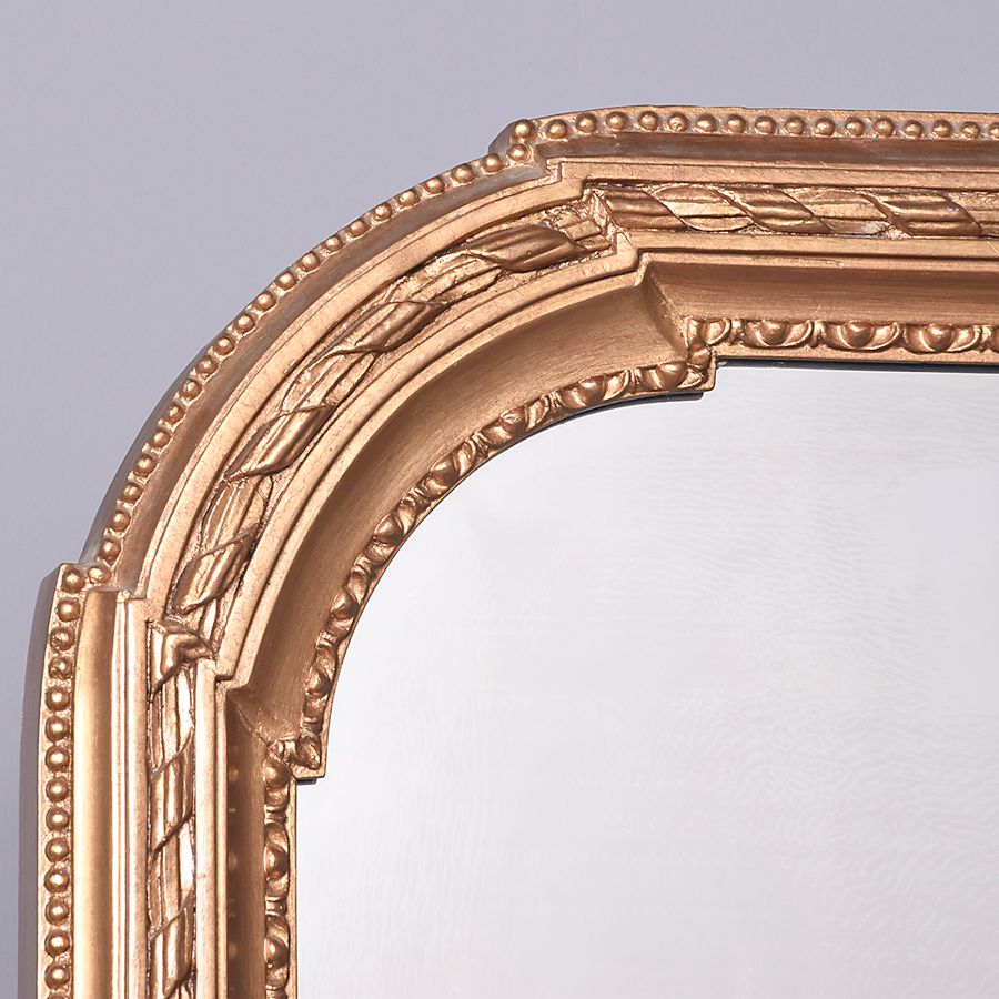 Antique Tall Victorian Giltwood Arched-Top Hall Mirror with Original Mirror Plate