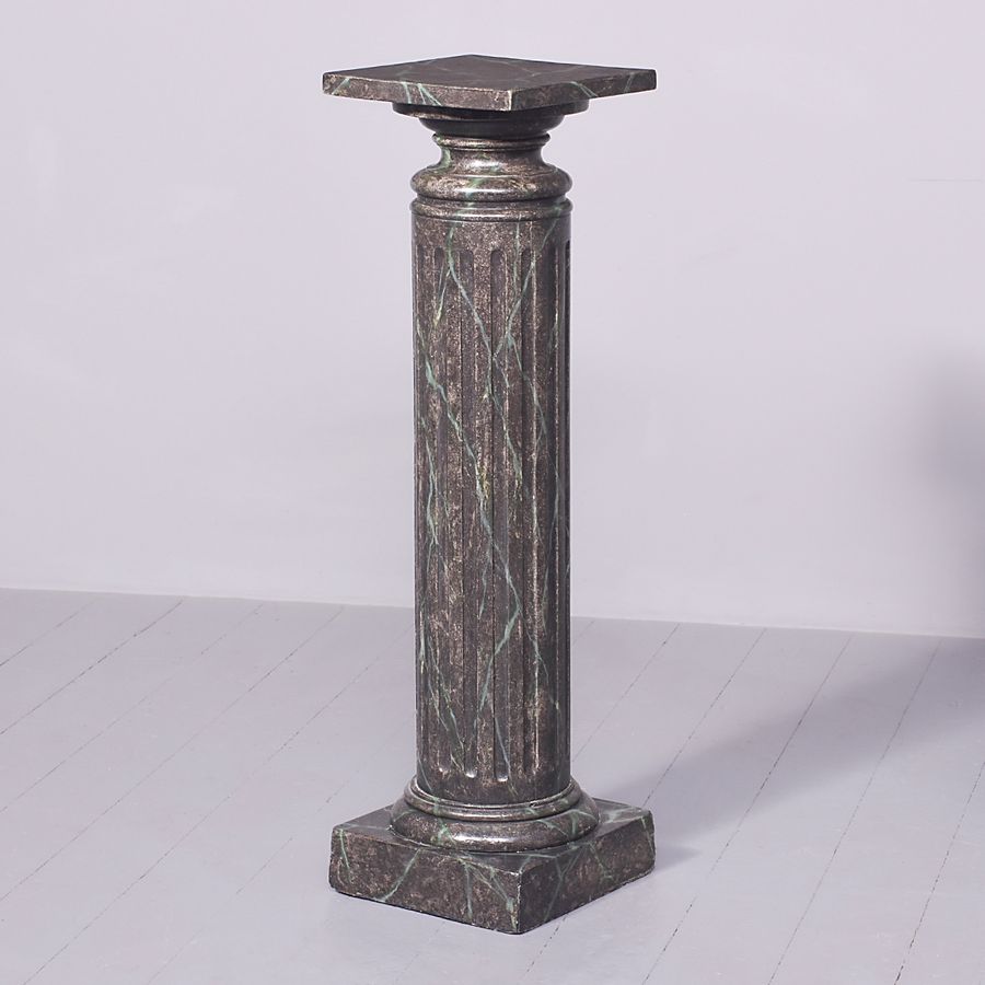 19th Century, Neoclassical-Style Faux Green Marble Column
