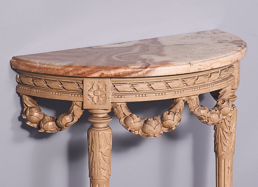Antique French Demi-Lune Table of Diminutive Proportions 