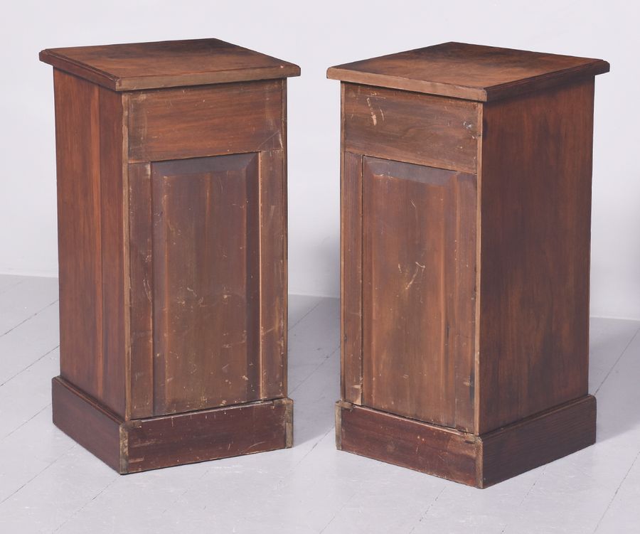 Antique Pair Of Late Victorian Burr Walnut Bedside Lockers