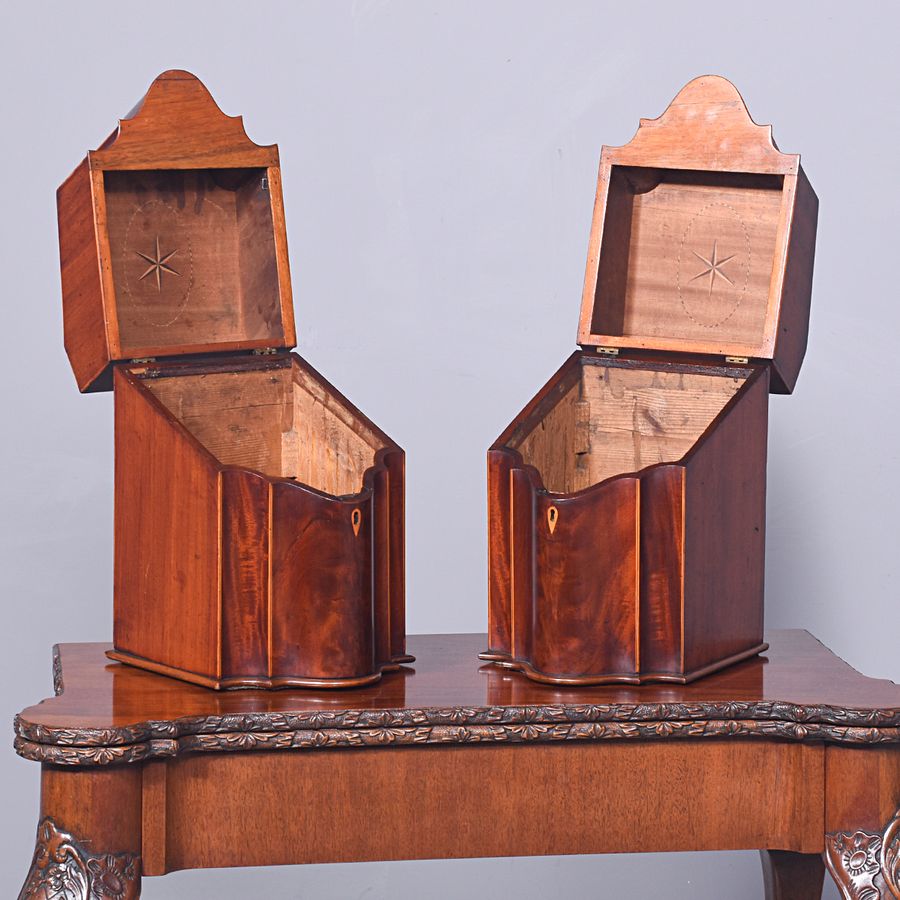 Antique Pair of George III Mahogany Inlaid Cutlery Boxes