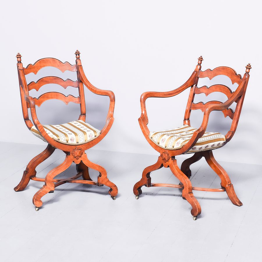 Stylish Pair of X Framed Side Chairs