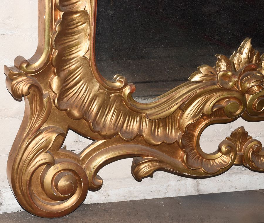 Antique Impressive Tall Carved Swedish Giltwood Mirror