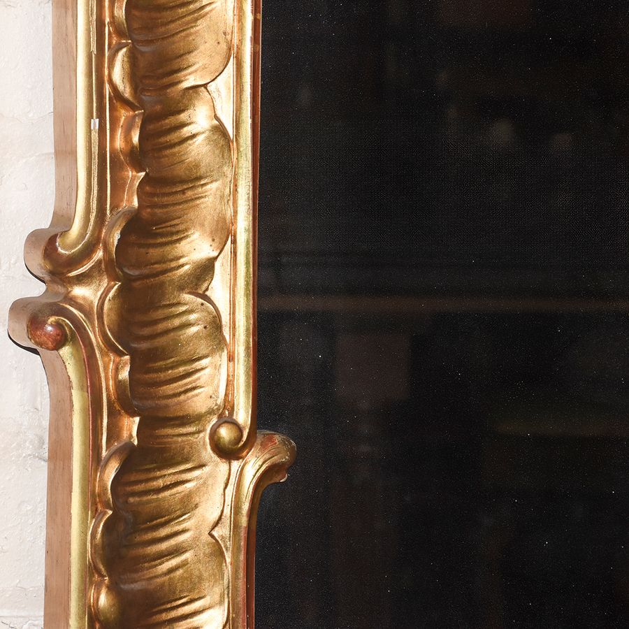 Antique Impressive Tall Carved Swedish Giltwood Mirror
