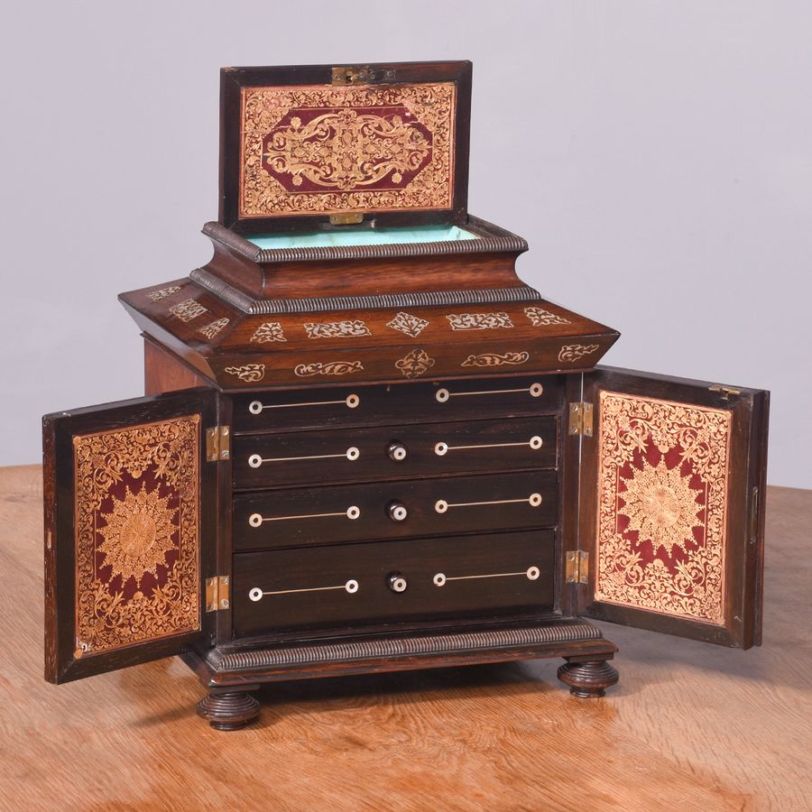 Antique Table Top Jewelry & Stationary Cabinet