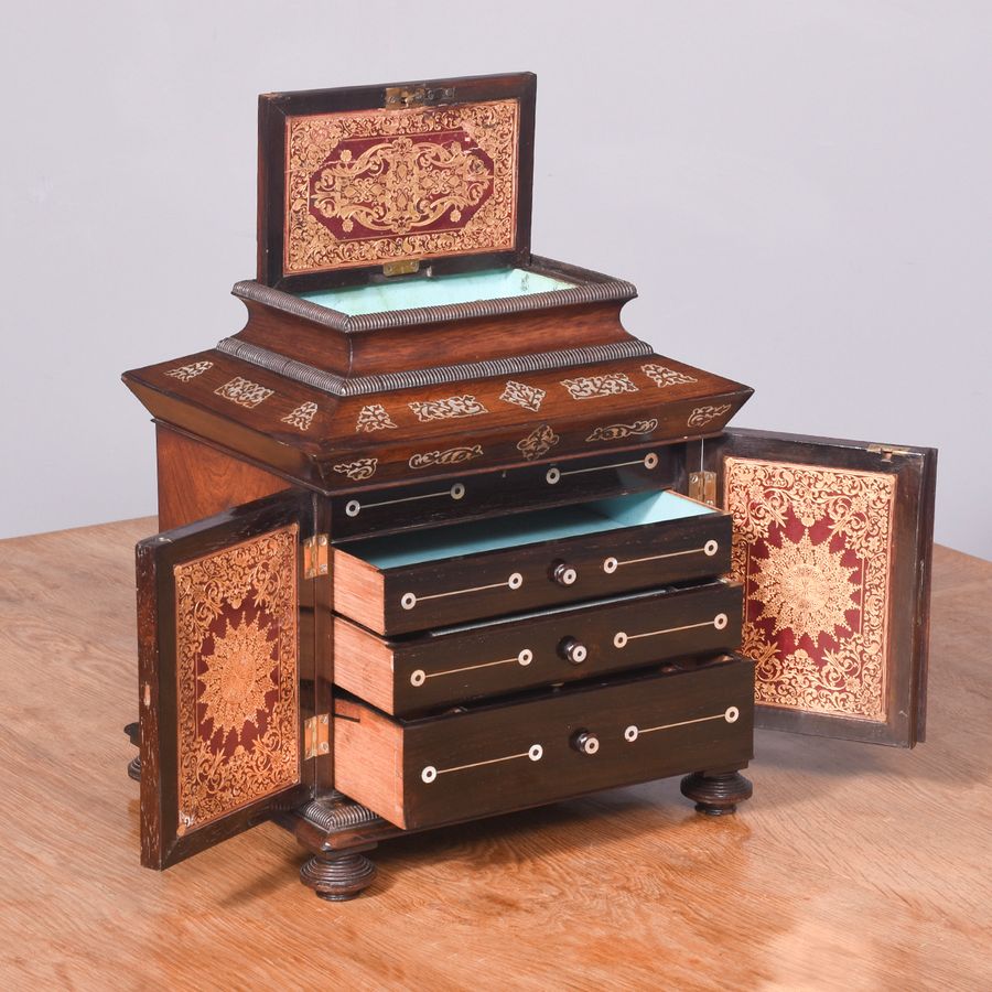 Antique Table Top Jewelry & Stationary Cabinet