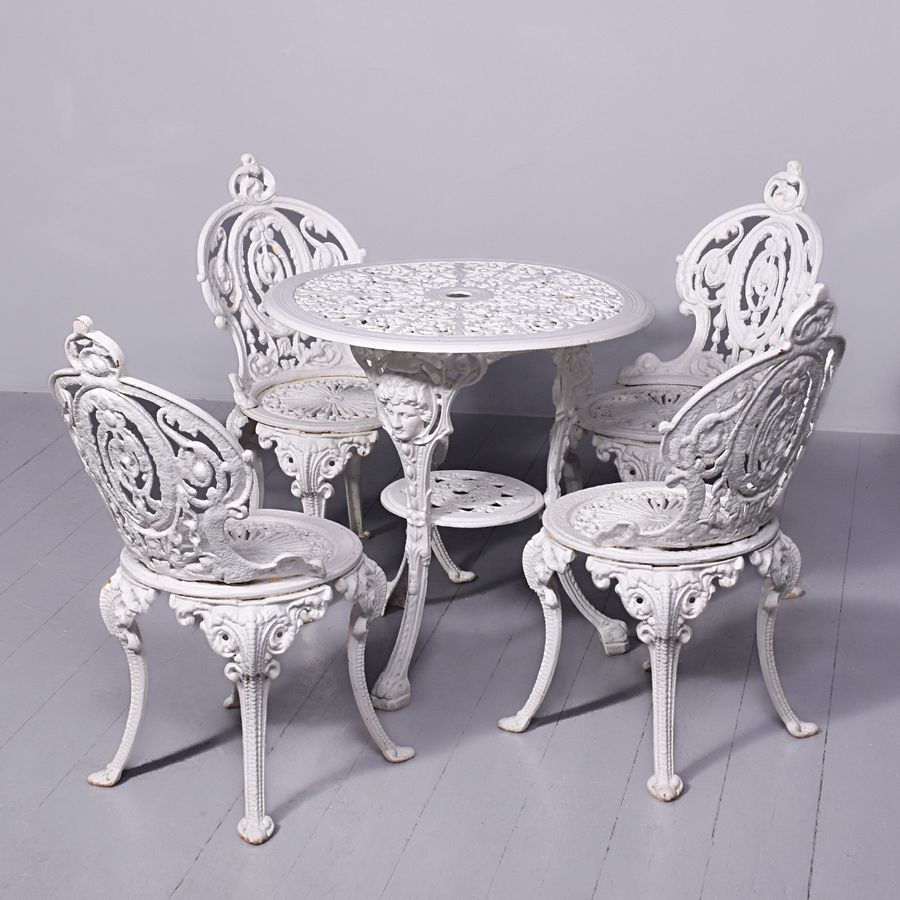 Rare 5-Piece Set of Original Victorian Cast Iron Garden Furniture