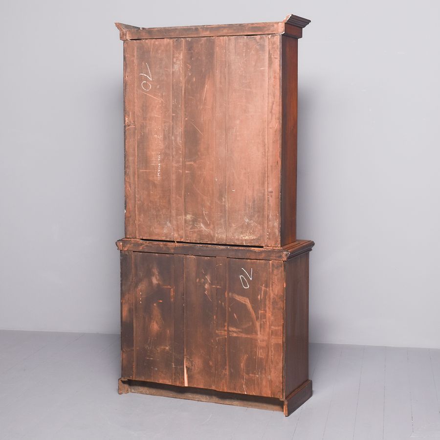 Antique Late Victorian Two-Part Walnut Open Bookcase 