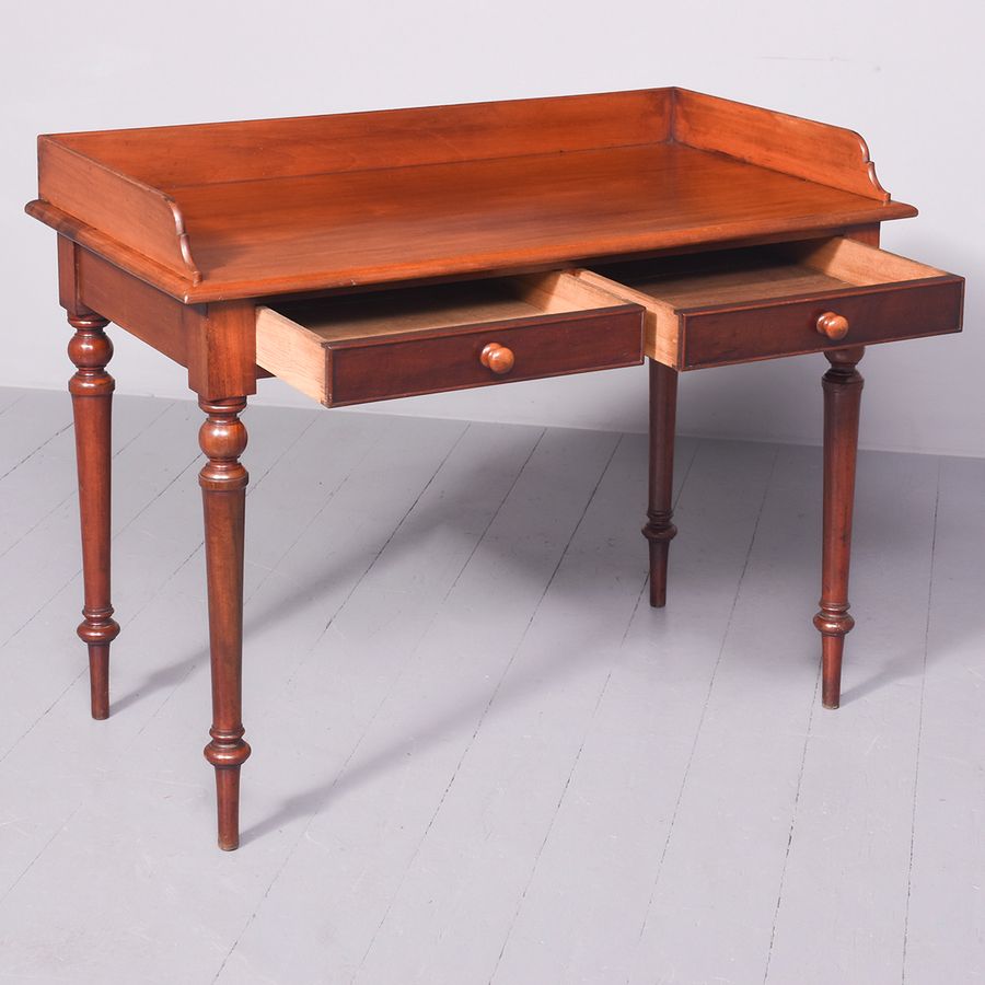 Antique Mid-Victorian Mahogany Two-Drawer Side Table