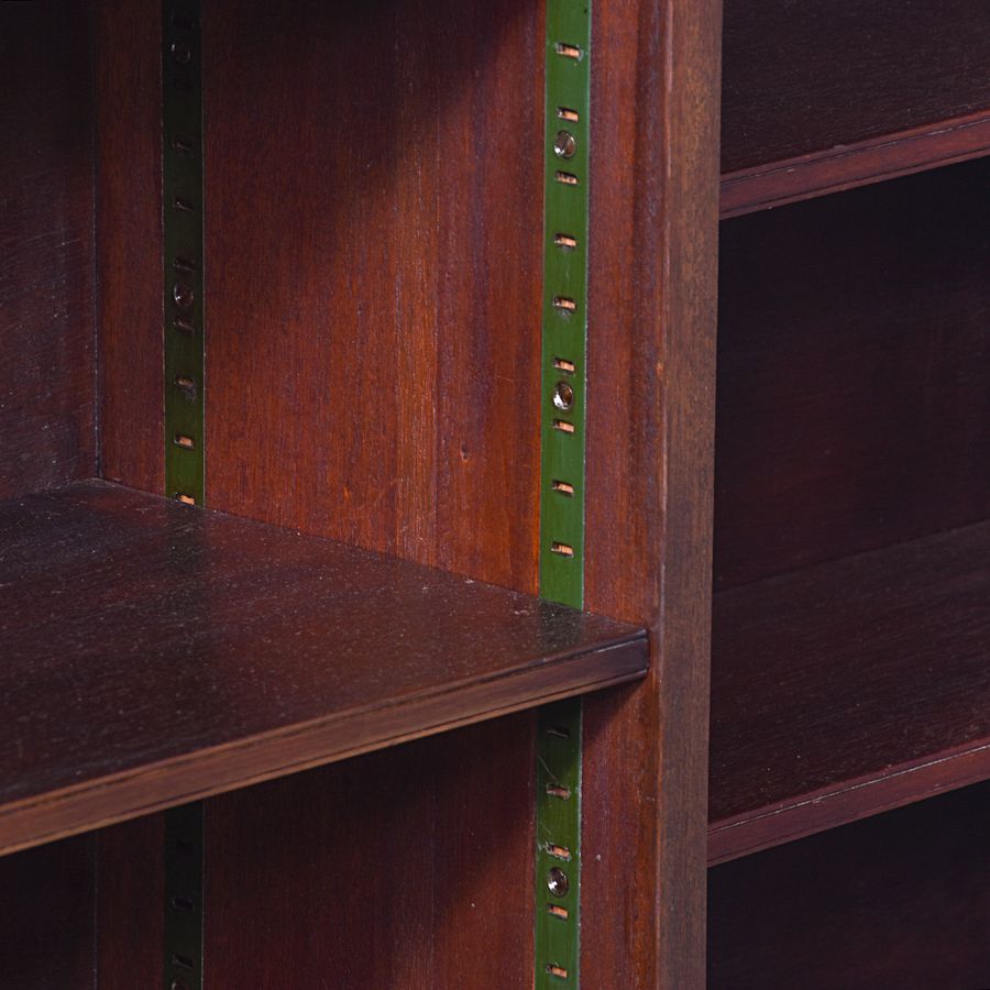 Antique Quality Edwardian Breakfront Mahogany Open Bookcase