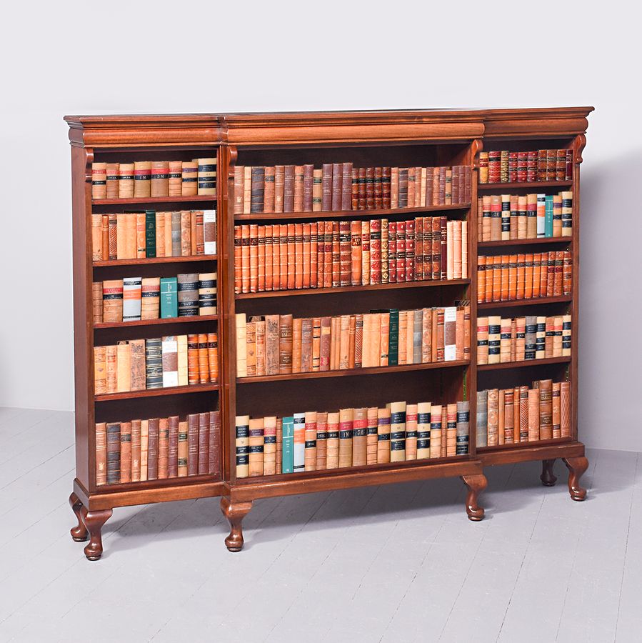 Quality Edwardian Breakfront Mahogany Open Bookcase