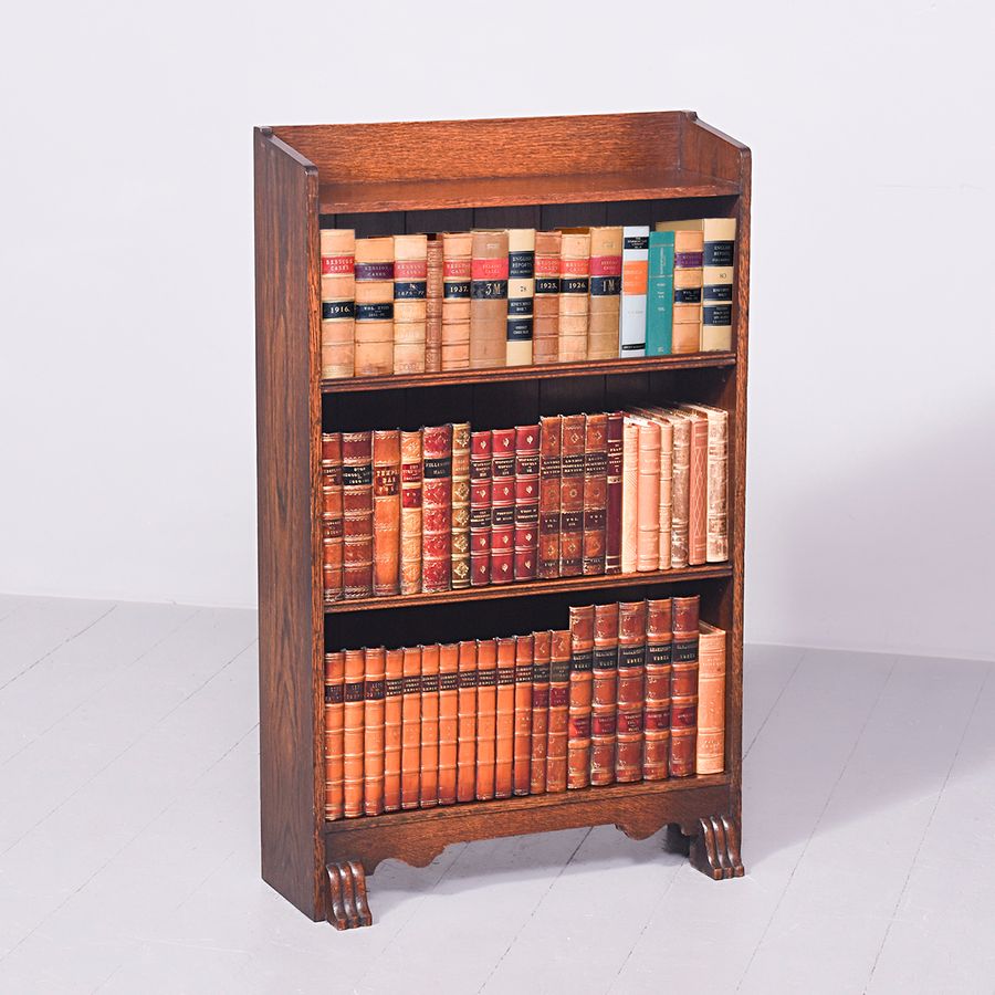 Antique Quality Four-Tier, Neat-Sized Solid Oak Art Deco Open Bookcase