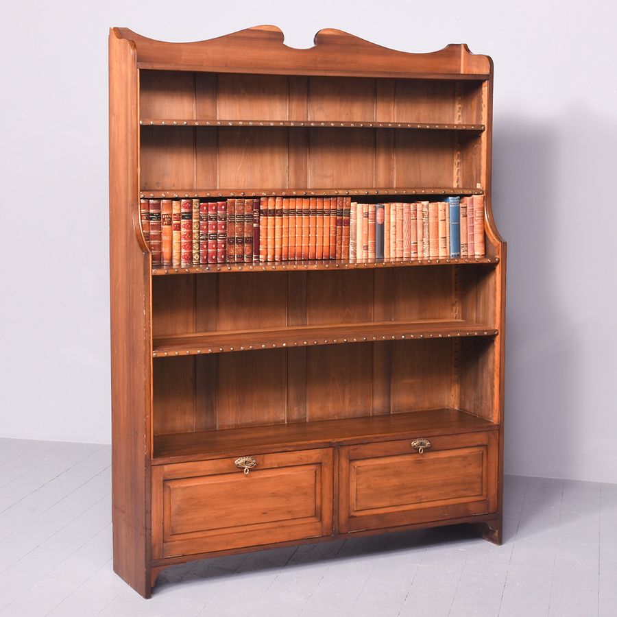 Antique Late Victorian Unusual Style Shaped Birch Open Bookcase