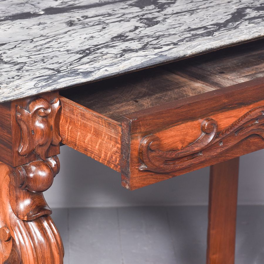 Antique Rosewood and Marble Topped Pier Table