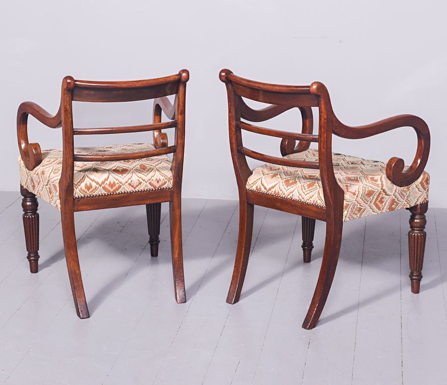 Antique Pair of William IV Mahogany Arm Chairs