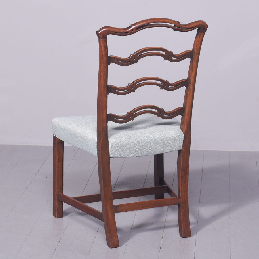 Antique Set of 8 Mahogany Ladder Back Dining Chairs