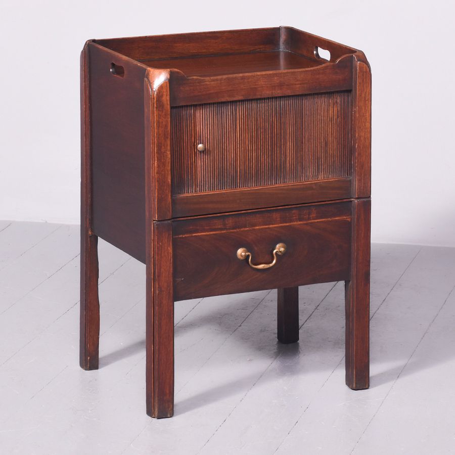 George III Tambour Front Mahogany Tray Top Commode