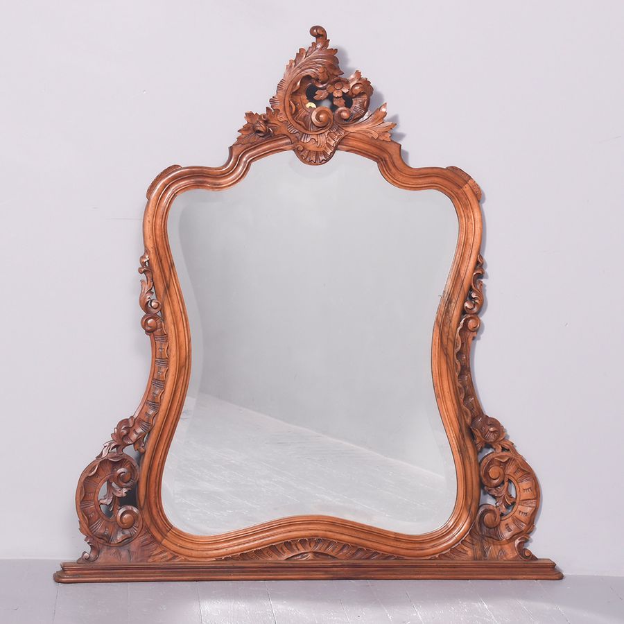 French Walnut Framed Bevel-Edged Mirror