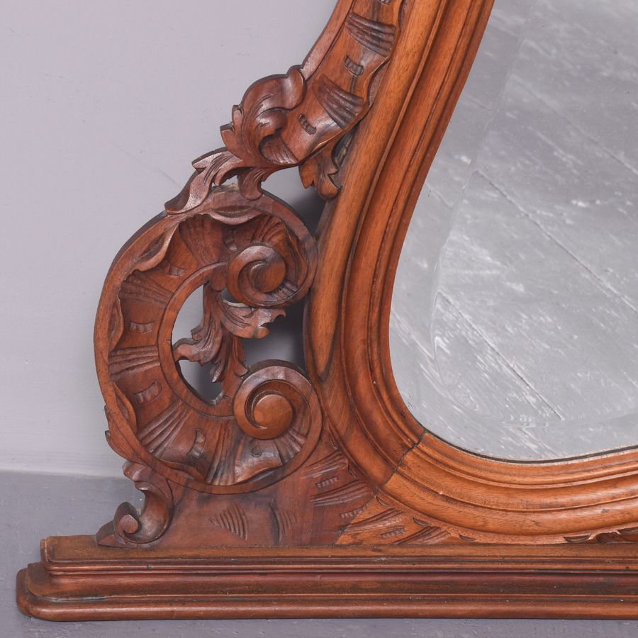 Antique French Walnut Framed Bevel-Edged Mirror 