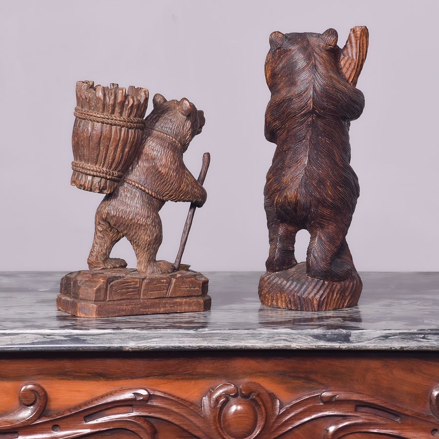 Antique Two Carved Black Forrest figures of Bears