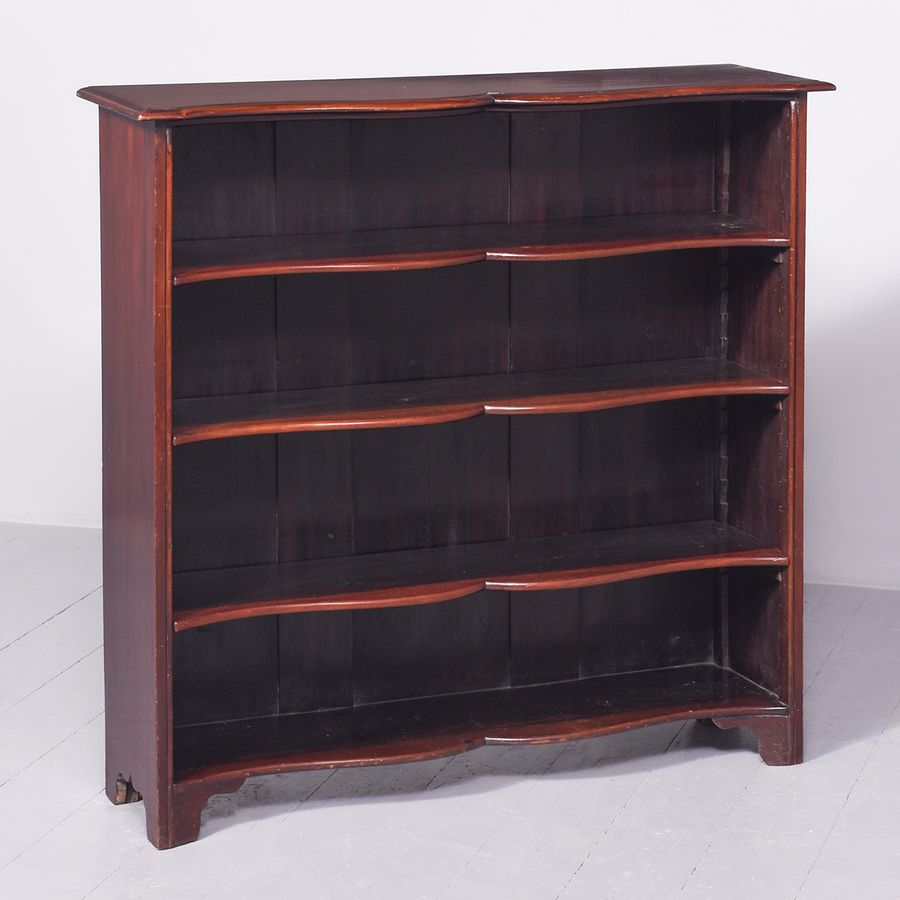 Antique Mahogany Shaped Front Open-Bookcase