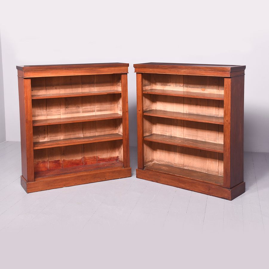Antique Pair of Victorian Mahogany Open-Bookcases