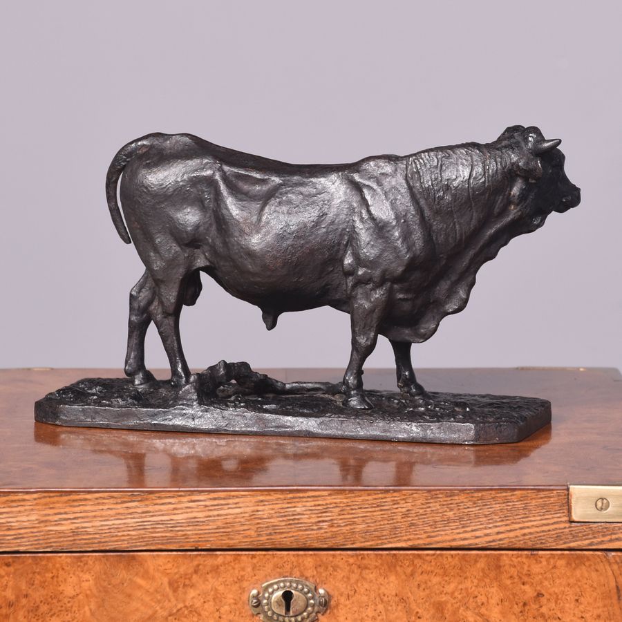 Antique Original French Cast-Iron Model of a Bull Stamped P J Mene