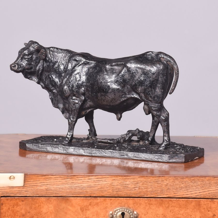 Antique Original French Cast-Iron Model of a Bull Stamped P J Mene