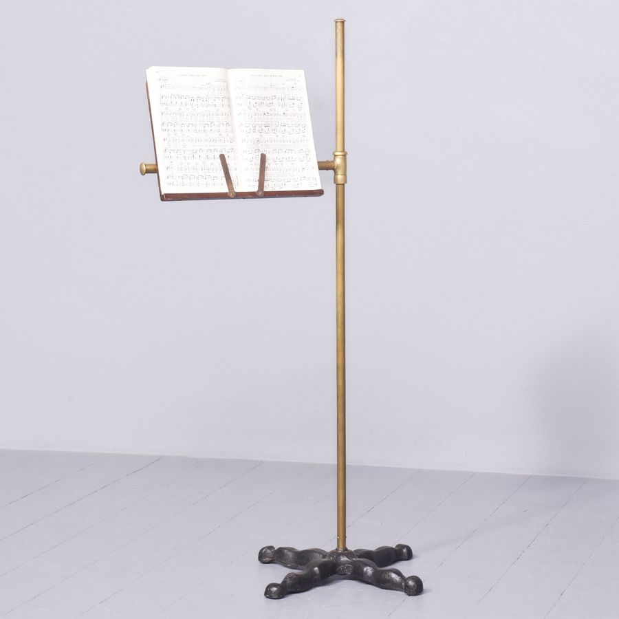 Late Victorian Mahogany, Brass and Cast Iron Music Stand