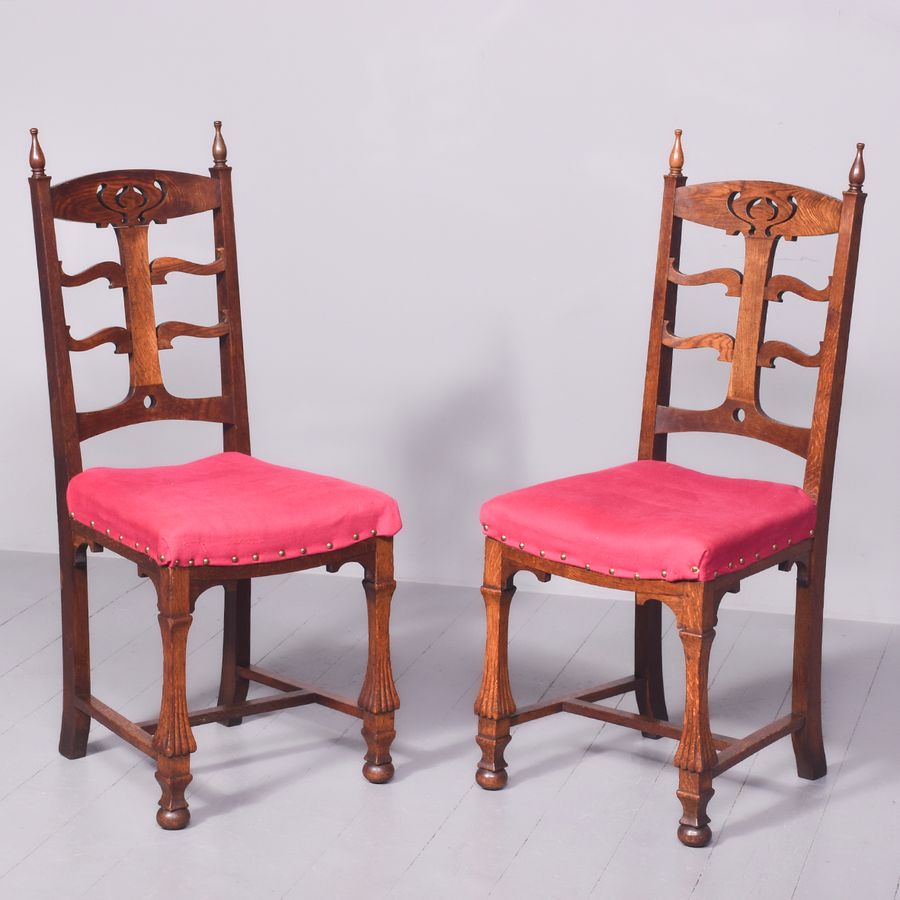 Pair of Scottish Art Nouveau Oak Chairs