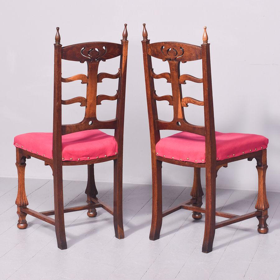Antique Pair of Scottish Art Nouveau Oak Chairs
