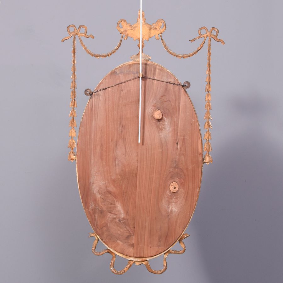 Antique Stylish 19th Century Adams-Style Neo-Classical Gilded Oval Wall Mirror