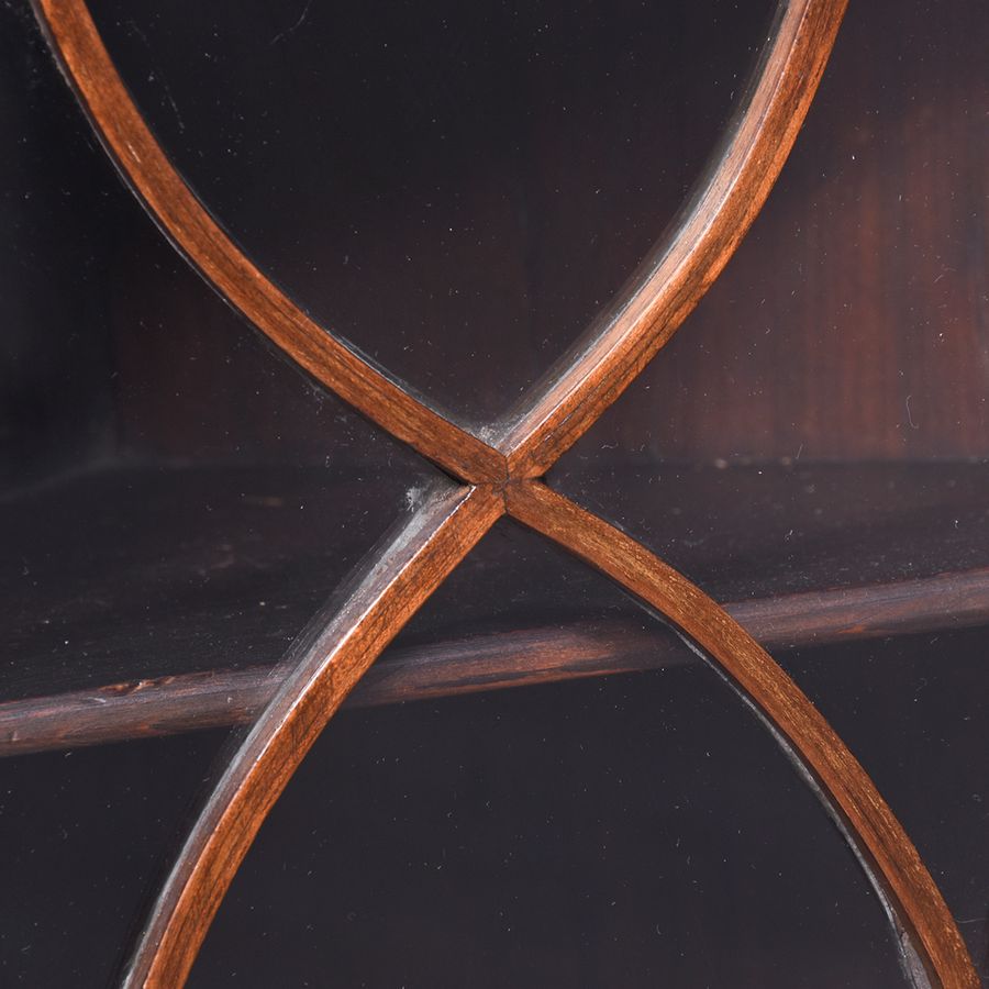 Antique Neat-Sized, George III Astragal Glazed Mahogany Hanging Corner Cupboard